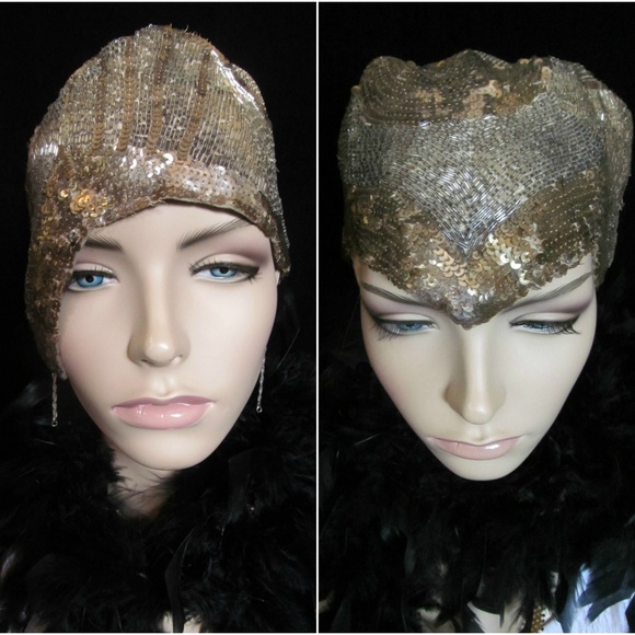 beaded flapper hat